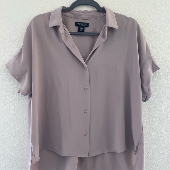 high low button down blouse